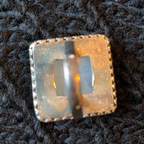 Square Moonstone Silver Ring - Picture 3 of 4